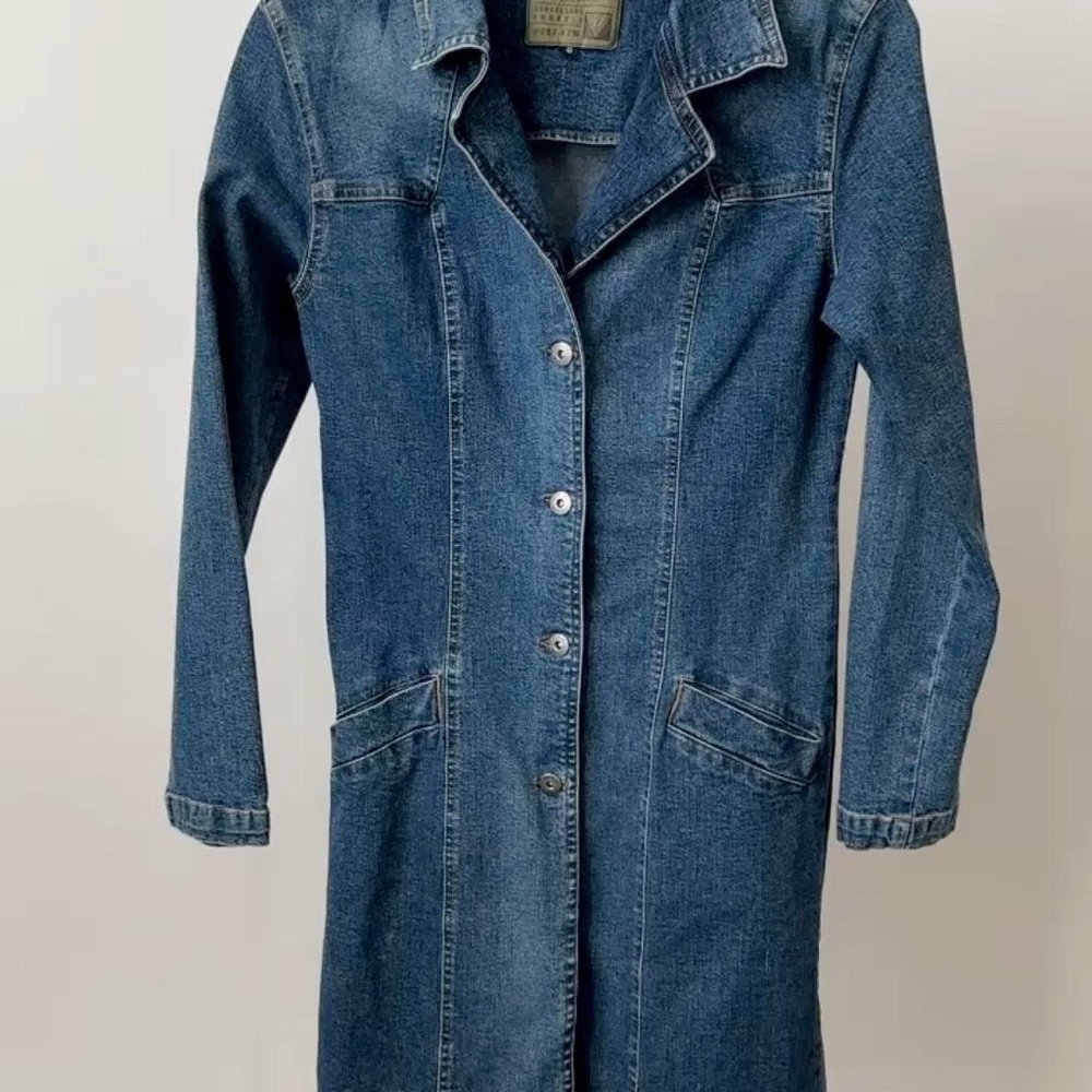 VINTAGE Y2K GUESS WORKWEAR Blue Denim Dress Knee Length Size-women's 6 - Picture 10 of 10